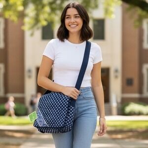 NEW Vintage Y2K‎ Vera Bradley Nantucket Navy Messenger Bag Blue White Retired